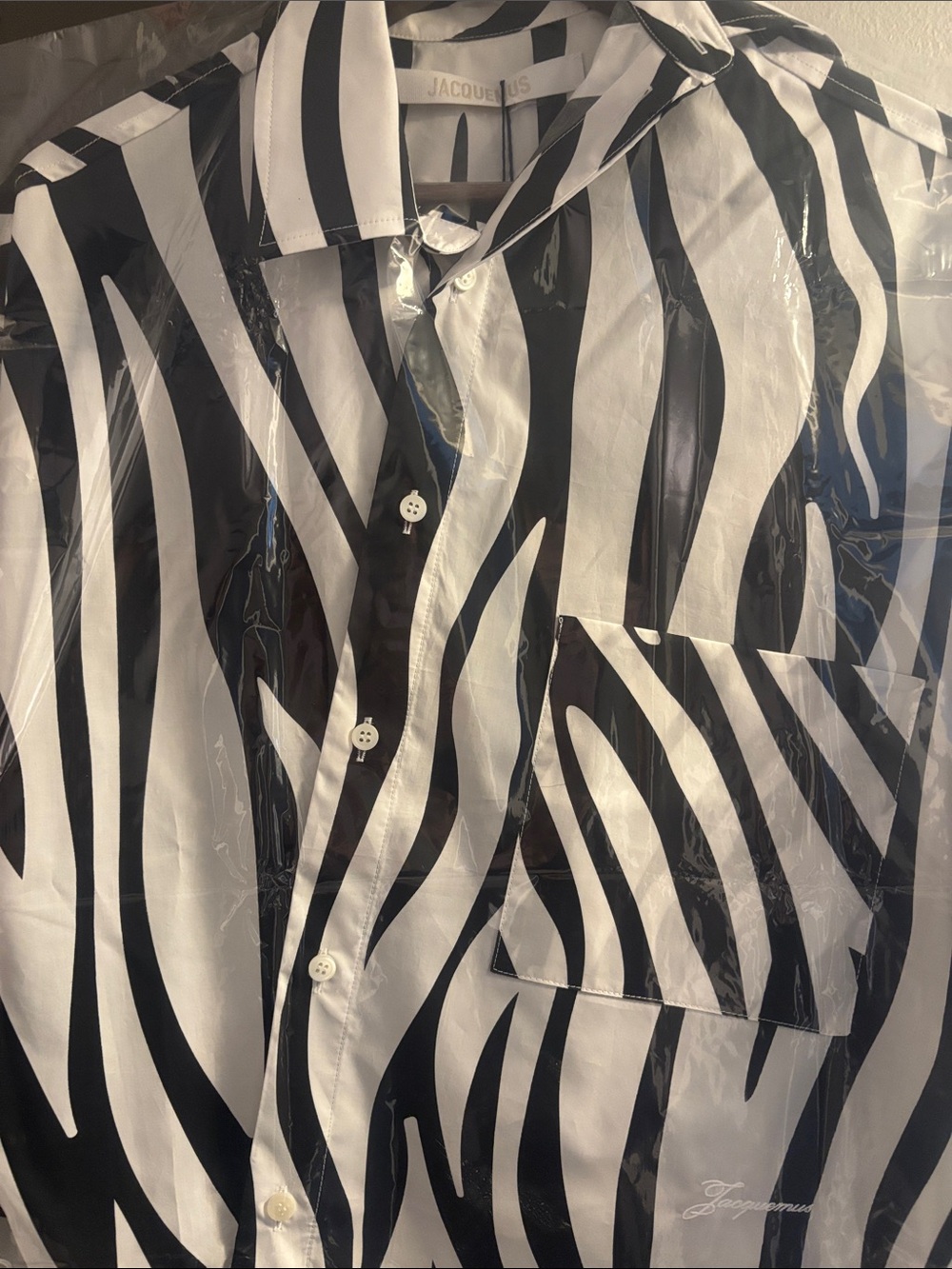Jacquemus Black and White Zebra Stripe Button-Down Shirt